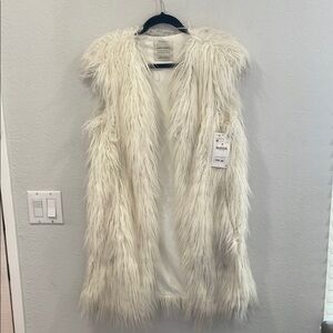 ZARA White Fur Vest NWT M